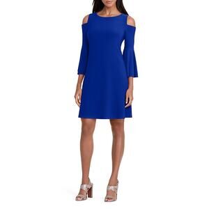Eliza J Cold Shoulder Bell Sleeve Sheath Dress Size 4 Cobalt Blue
